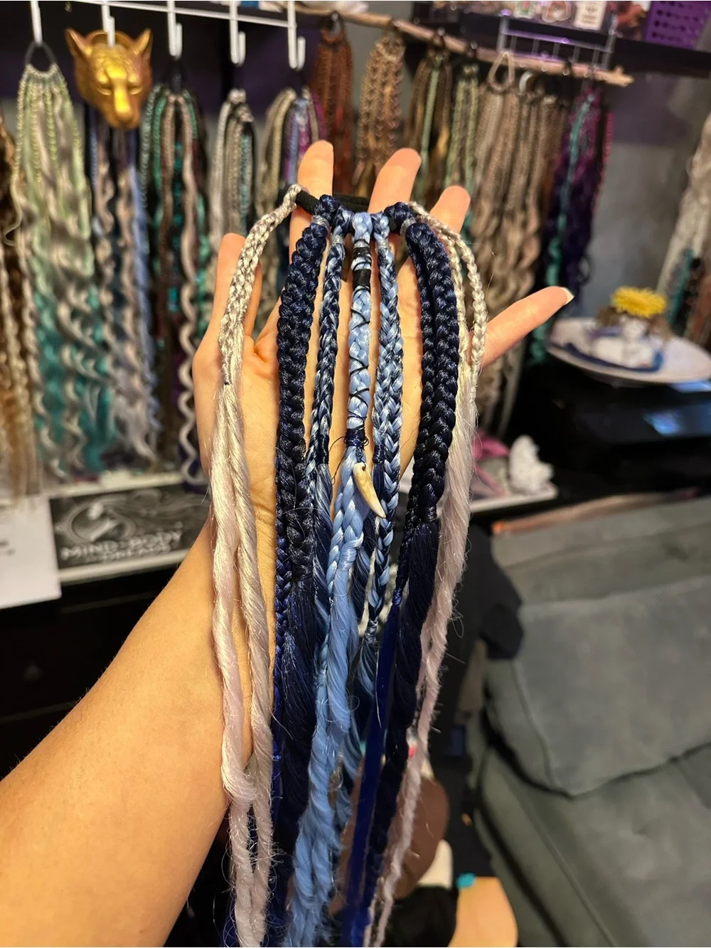 Blue vibes Women’s dreadlock Hair Extensions - Mixed Braids